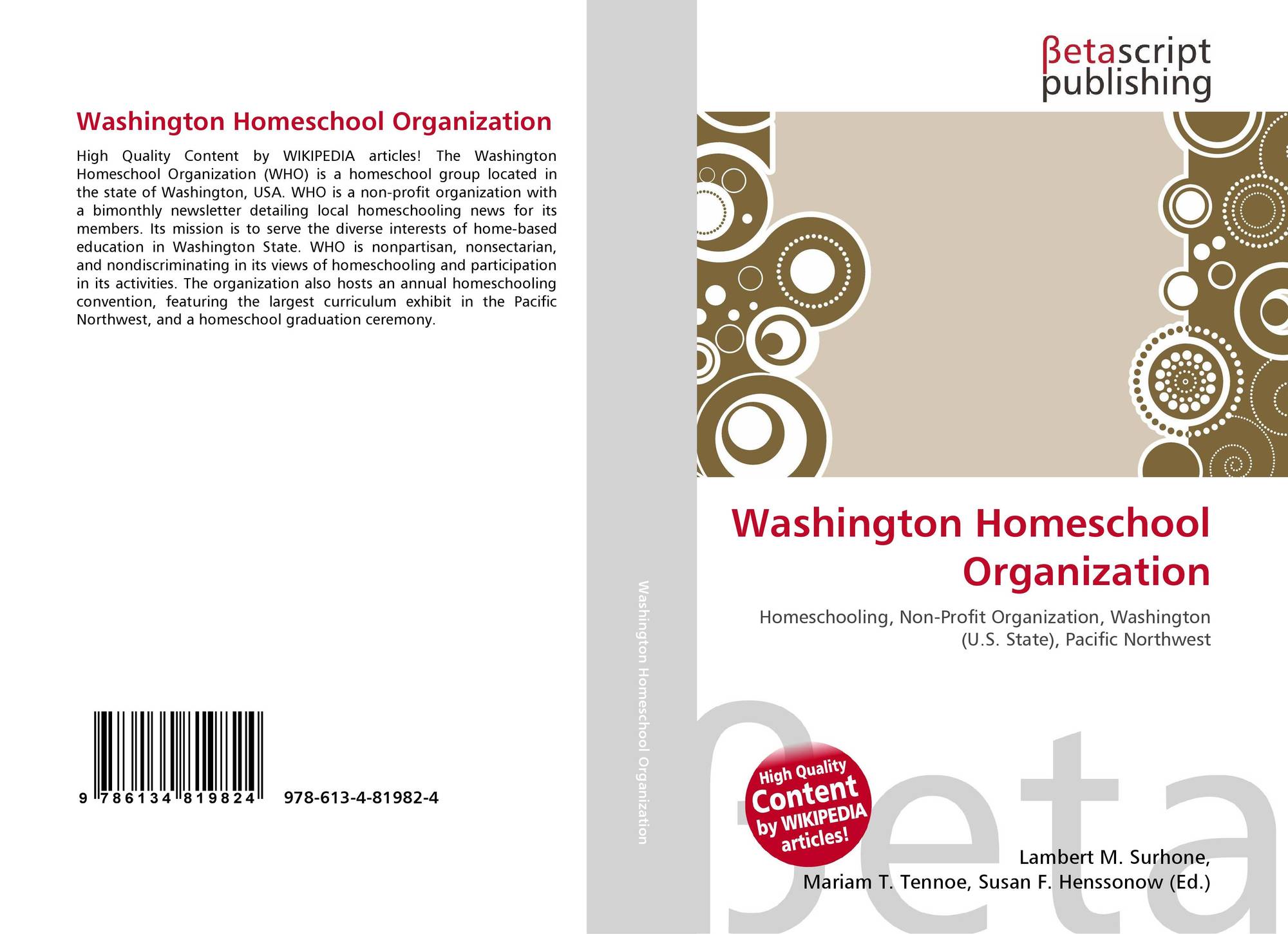 Washington Homeschool Organization 978 613 4 81982 4 6134819824 9786134819824