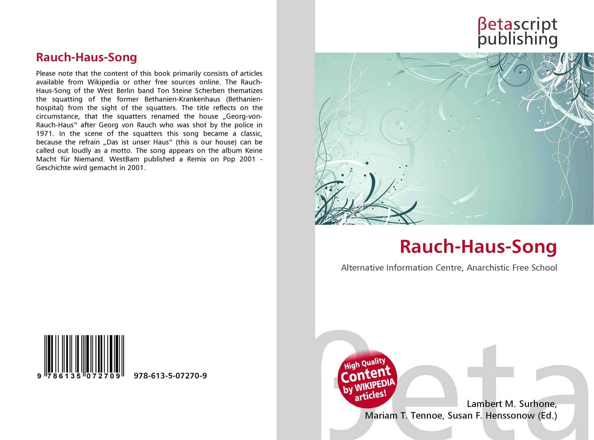 Rauch Haus Song 978 613 5 07270 9 6135072706 9786135072709