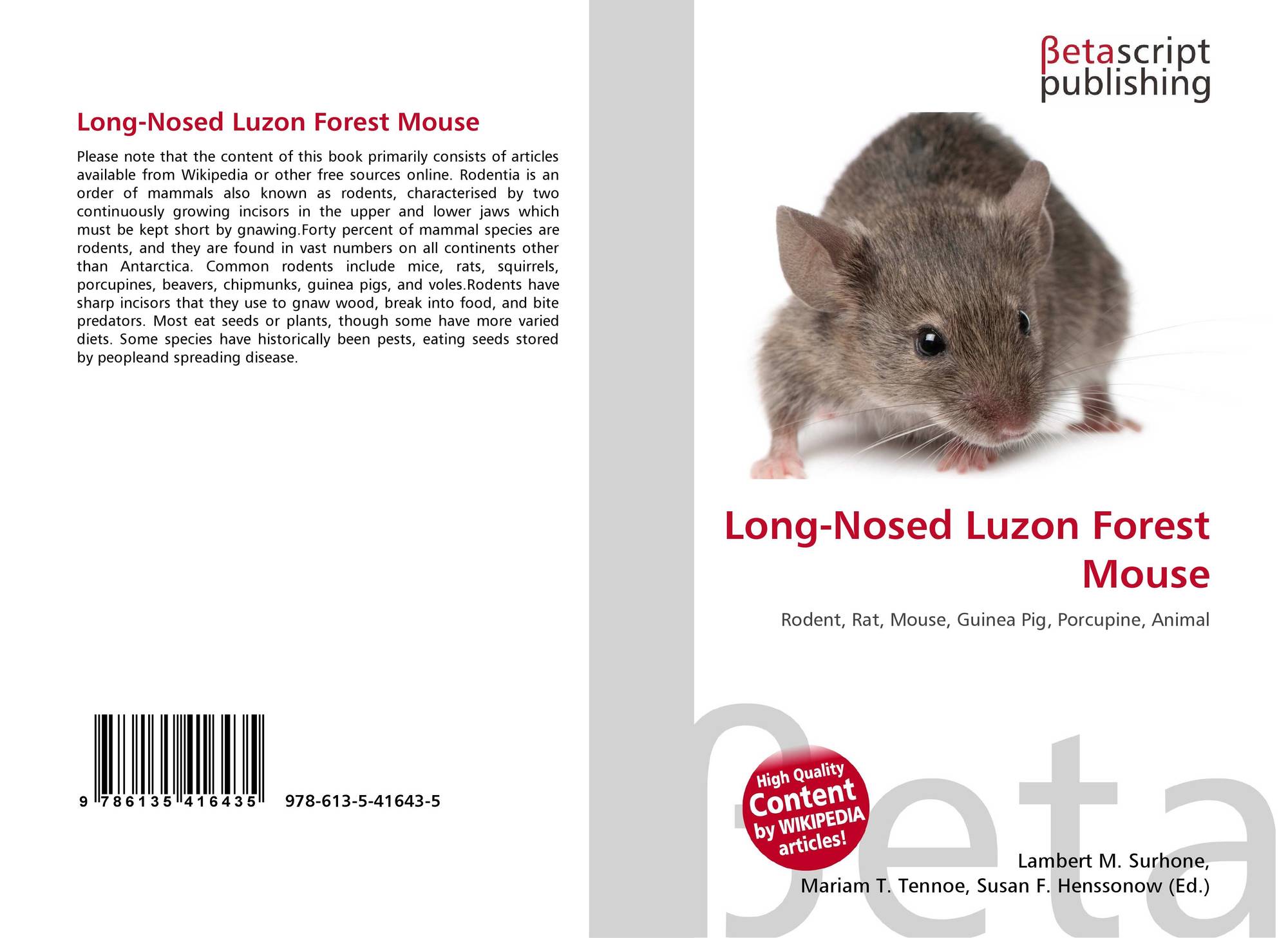 LongNosed Luzon Forest Mouse, 9786135416435, 613541643X ,9786135416435