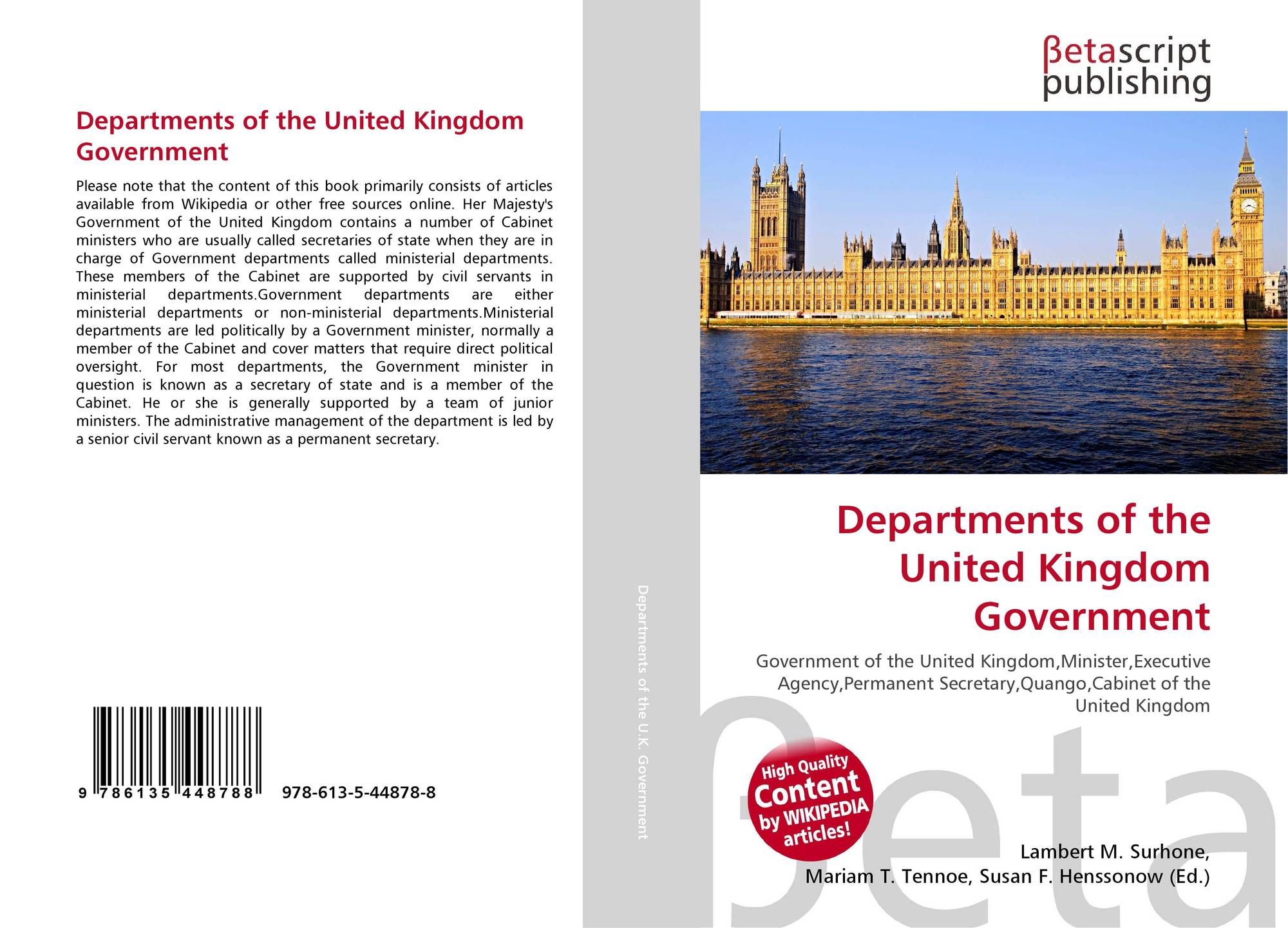 Departments Of The United Kingdom Government 978 613 5 44878 8