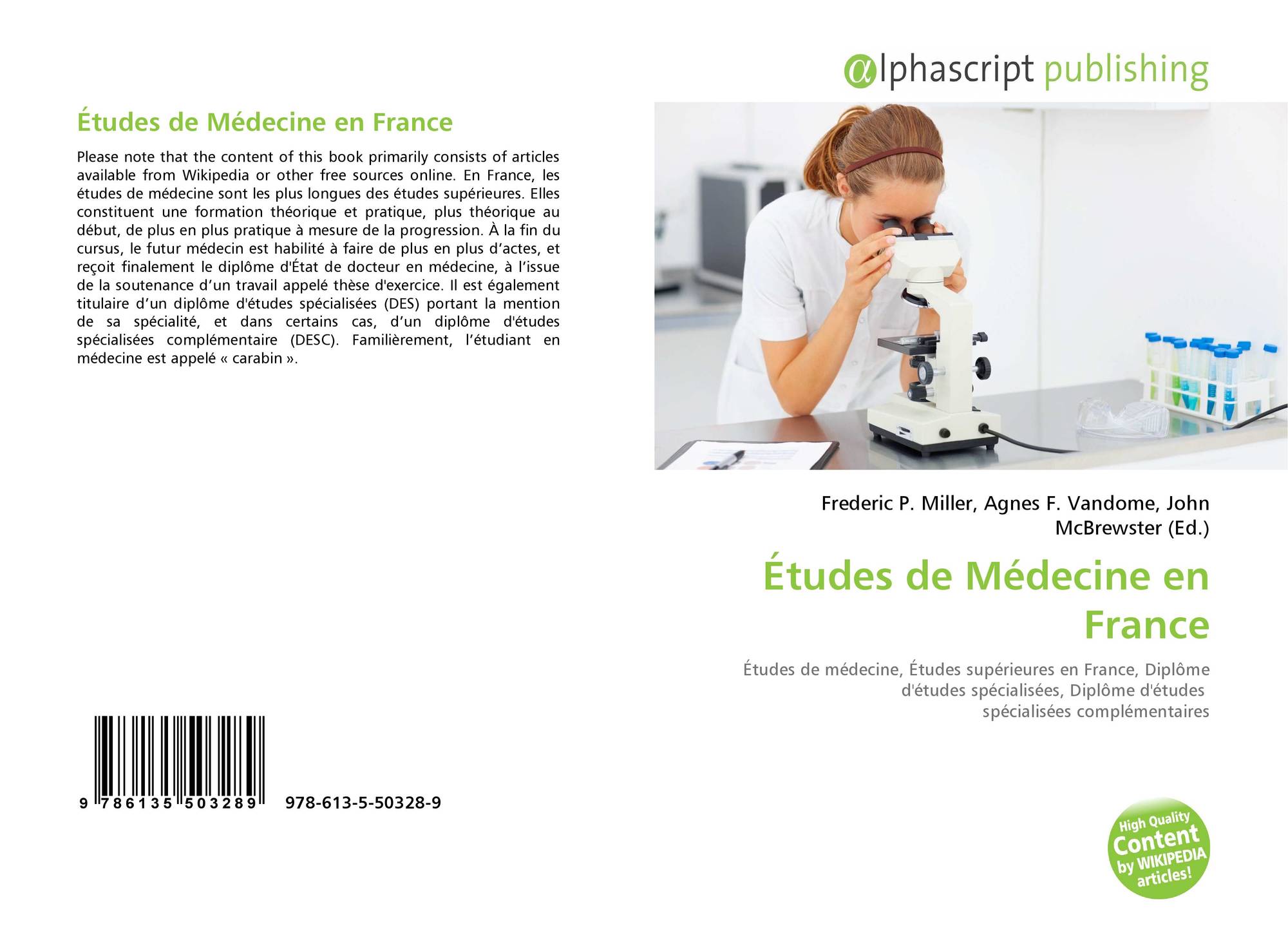 Études de Médecine en France, 9786135503289, 6135503286 ,9786135503289 Études de Médecine en France, 9786135503289, 6135503286 ,9786135503289