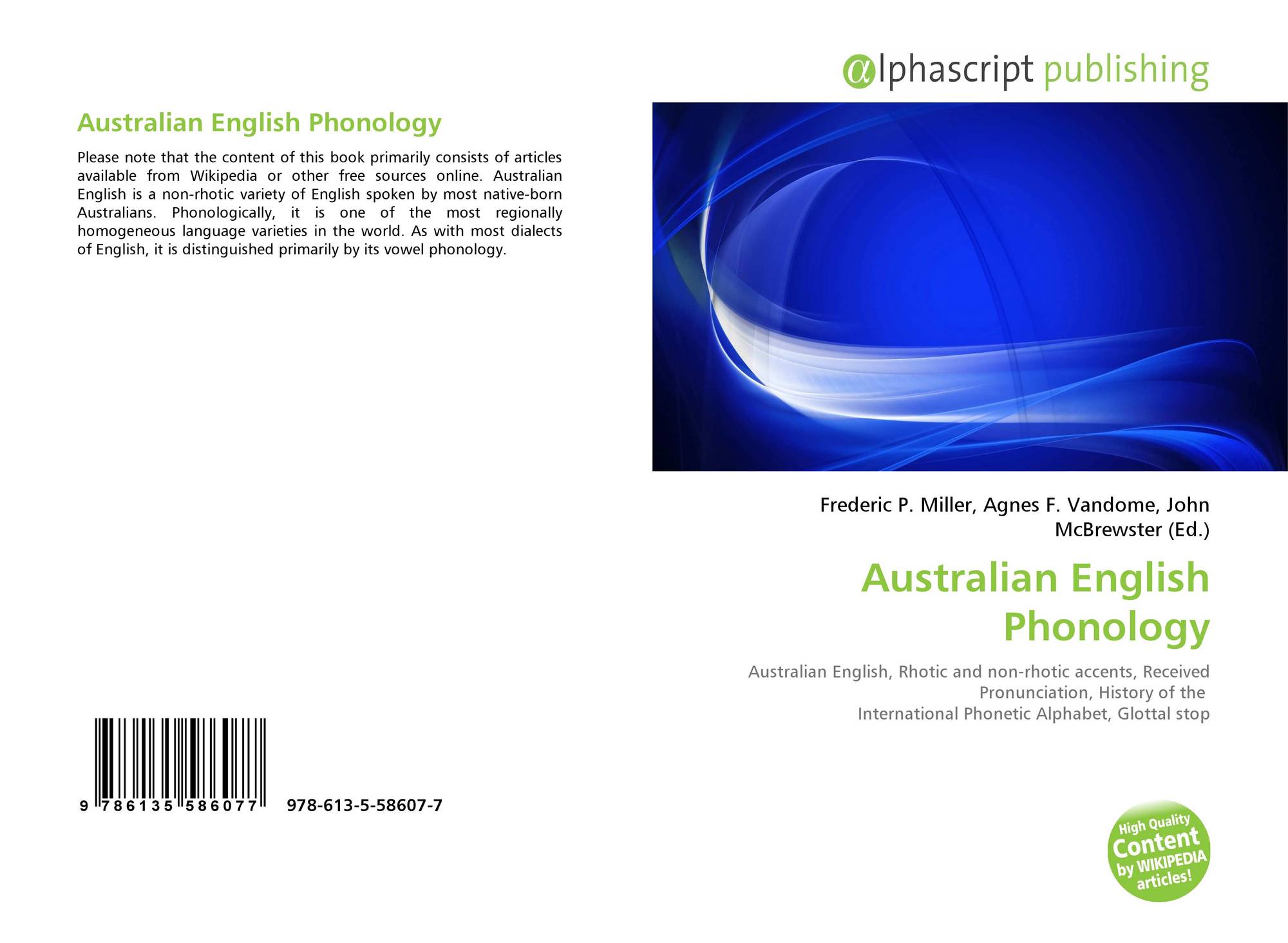 Nemlig Komedieserie ganske enkelt Australian English Phonology, 978-613-5-58607-7, 6135586076 ,9786135586077