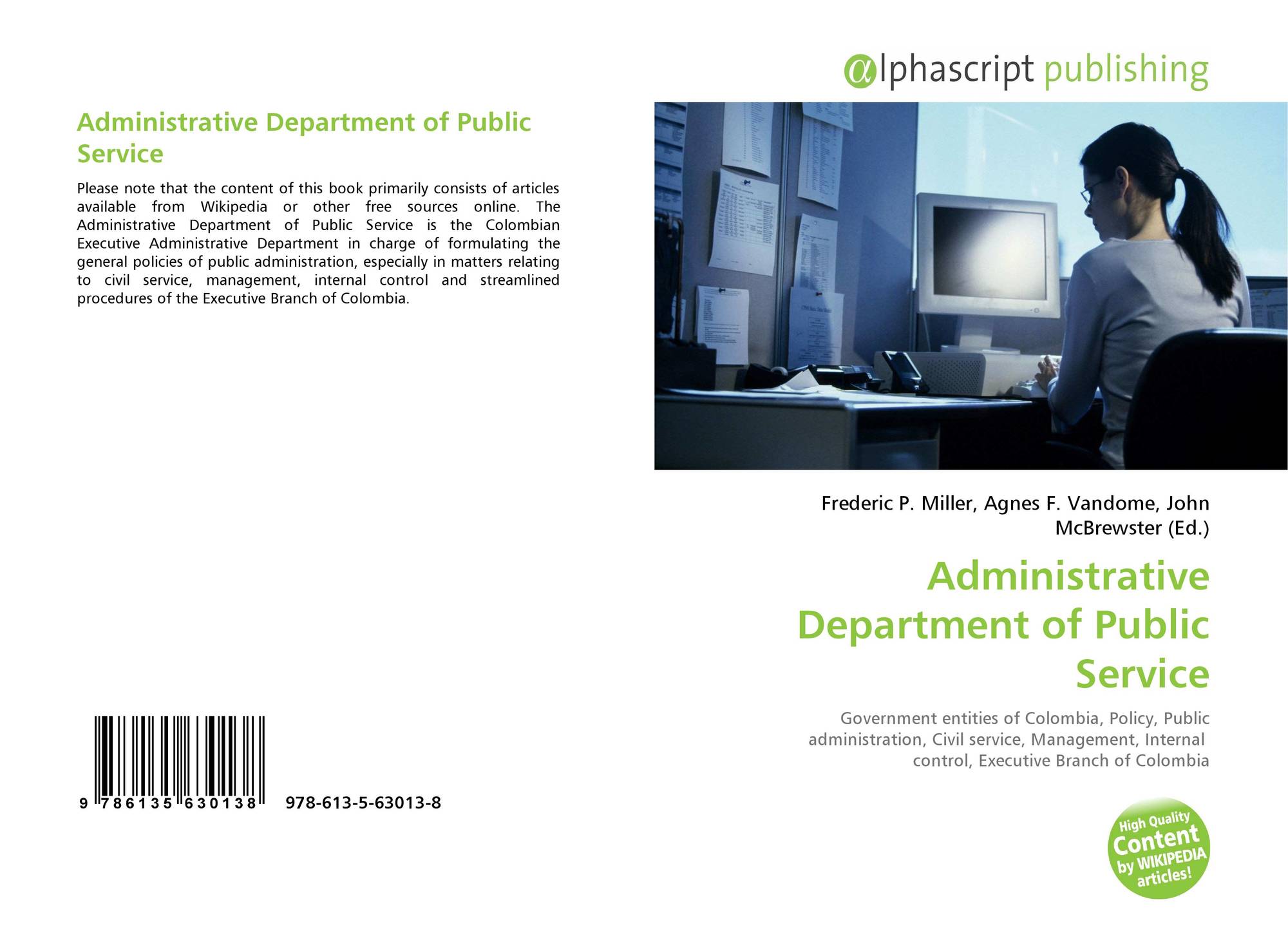 Bookcover of Administrative Department of Public Service. 9786135630138