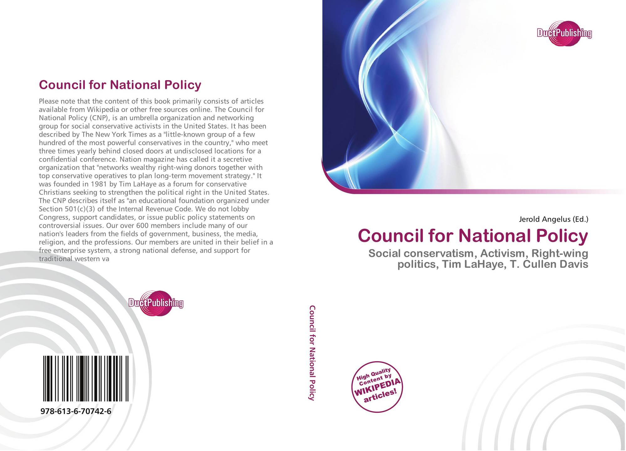 Council for National Policy, 9786136707426, 613670742X ,9786136707426