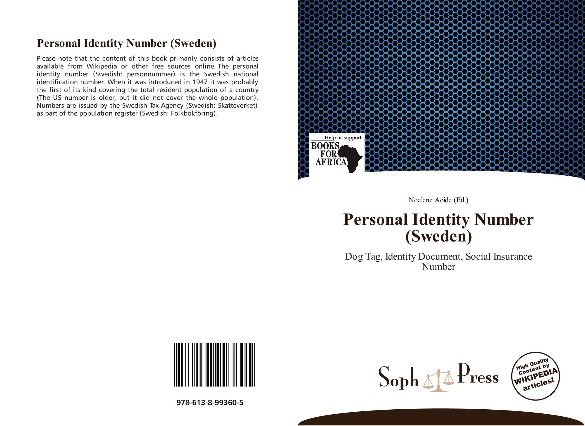 Personal Identity Number Sweden 978 613 8 99360 5 6138993608 