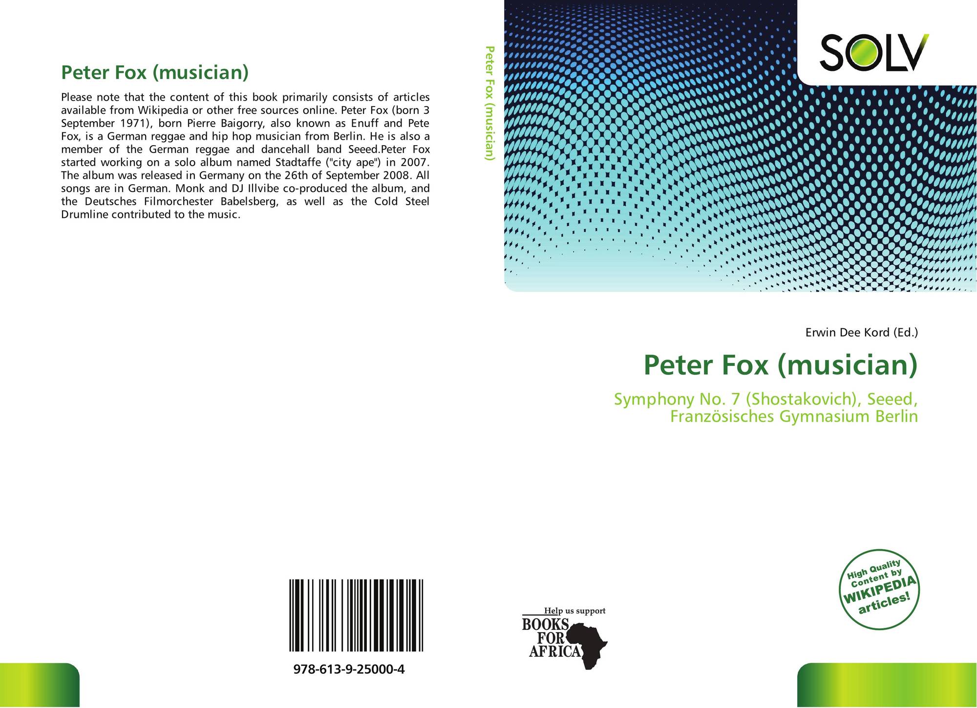 Peter Fox Musician 978 613 9 25000 4 6139250005 9786139250004