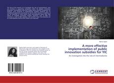 Capa do livro de A more effective implementation of public innovation subsidies for YIC 