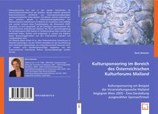 Buchcover von Kultursponsoring im Bereich des Österreichischen Kulturforums Mailand
