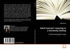 Copertina di Adult Learners’ Learning in a University Setting