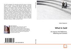 Обложка What Is Said