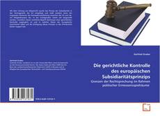 Capa do livro de Die gerichtliche Kontrolle des europäischen
Subsidiaritätsprinzips 