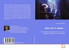 Buchcover von Allow Me To Explain...