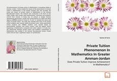 Buchcover von Private Tuition Phenomenon In Mathematics In Greater Amman-Jordan