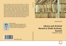 Couverture de Library and Archival Record in Sindh Archives, Karachi