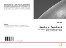 Buchcover von Literatur als Experiment