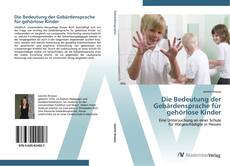 Capa do livro de Die Bedeutung der Gebärdensprache für gehörlose Kinder 