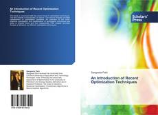 Bookcover of An Introduction of Recent Optimization Techniques