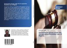 Buchcover von Governance issues under the Co-operative Societies Law of Nigeria