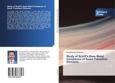 Study of Schiff's Base Metal Complexes of Some Transition Elements kitap kapağı