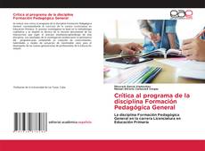 Portada del libro de Crítica al programa de la disciplina Formación Pedagógica General