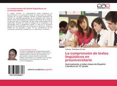 Bookcover of La comprensión de textos lingüísticos en preuniversitario