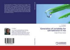 Couverture de Generation of variability for salt tolerance in rice