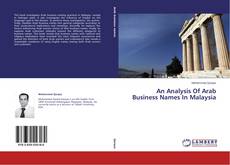 Copertina di An Analysis Of Arab Business Names In Malaysia