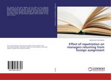 Buchcover von Effect of repatriation on managers returning from foreign assignment