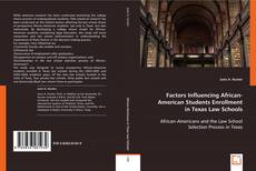 Buchcover von Factors Influencing African-American Students Enrollment in Texas Law Schools