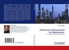 Capa do livro de Performance Measurement for Maintenance: 