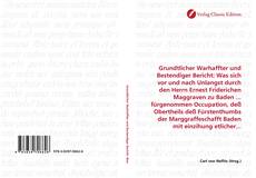 Capa do livro de Grundtlicher Warhaffter und Bestendiger Bericht: Was sich vor und nach Unlangst durch den Herrn Ernest Friderichen Maggraven zu Baden ... fürgenommen Occupation, deß Obertheils deß Fürstenthumbs der Marggraffeschafft Baden mit einzihung etlicher... 