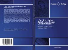 Bookcover of „Der herrliche Reichtum dieses Geheimnisses“