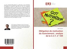 Bookcover of Obligation de motivation du licenciement : analyse de la C.C.T. n° 109