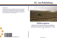 Bookcover of Política agraria