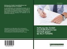 Portada del libro de Haftung des GmbH- Geschäftsführers bei Verstoß gegen §§ 30,31 GmbHG