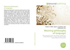 Обложка Meaning (philosophy of language)