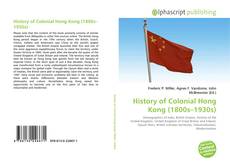 Capa do livro de History of Colonial Hong Kong (1800s–1930s) 