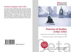 Capa do livro de Province of Quebec (1763–1791) 