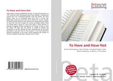 Copertina di To Have and Have Not
