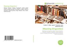 Buchcover von Meaning (linguistics)