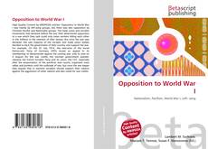Обложка Opposition to World War I