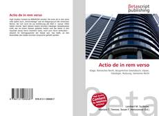 Couverture de Actio de in rem verso