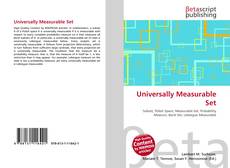 Copertina di Universally Measurable Set