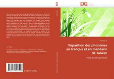 Buchcover von Disparition des phonèmes en français et en mandarin de Taïwan