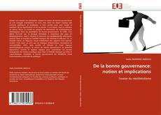 Buchcover von De la bonne gouvernance: notion et implications