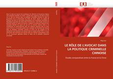 Capa do livro de LE RÔLE DE L'AVOCAT DANS LA POLITIQUE CRIMINELLE CHINOISE 