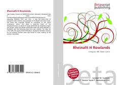 Couverture de Rheinallt H Rowlands