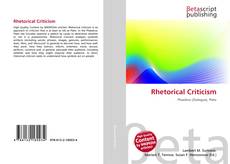 Copertina di Rhetorical Criticism