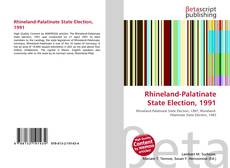 Buchcover von Rhineland-Palatinate State Election, 1991