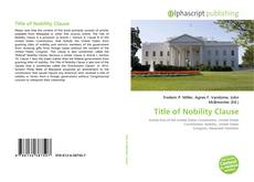 Обложка Title of Nobility Clause